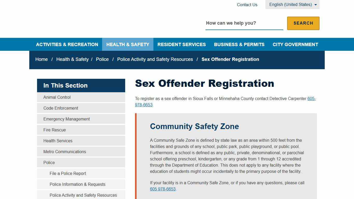 Sex Offender Registration - City of Sioux Falls
